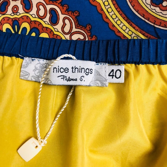 Nice Things by Paloma S yellow printed silk skirt size 6 - Picture 2 of 8